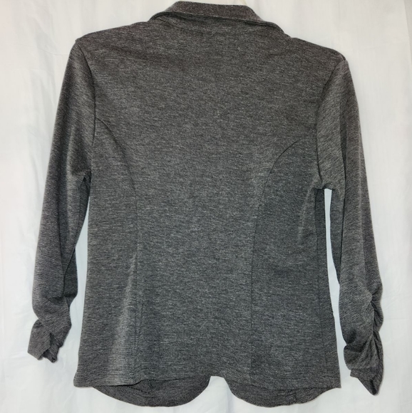 Charcoal Heather Ruched Sleeve Blazer - Picture 2 of 4